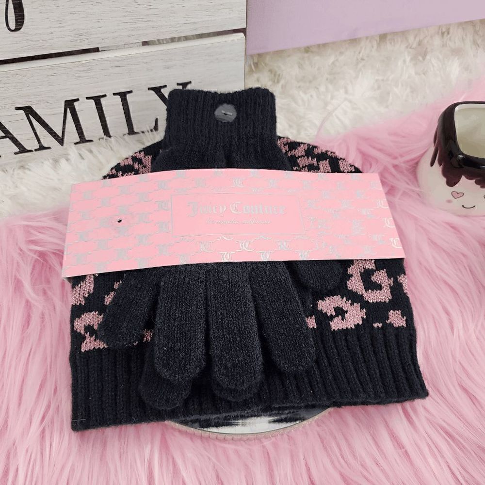 NWT {Juicy Couture} 2 Pieces Gift Set Knit Hat and Magic Gloves NWT